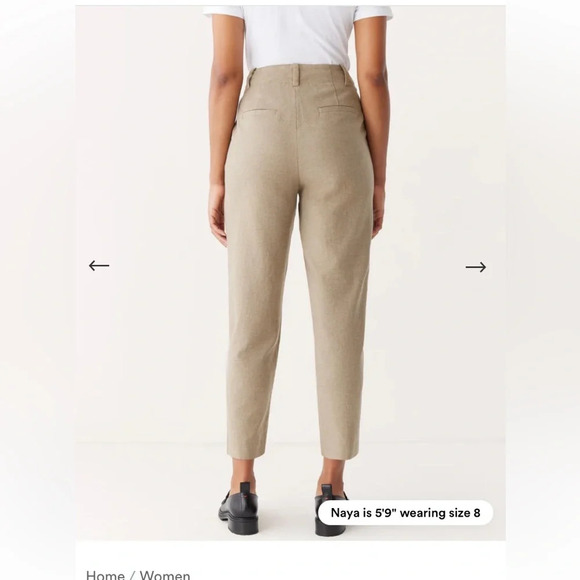 Frank and Oak The Amelia Balloon Fit Pant in Tan Size 10 Coastal,Linen  Casual - Picture 3 of 16